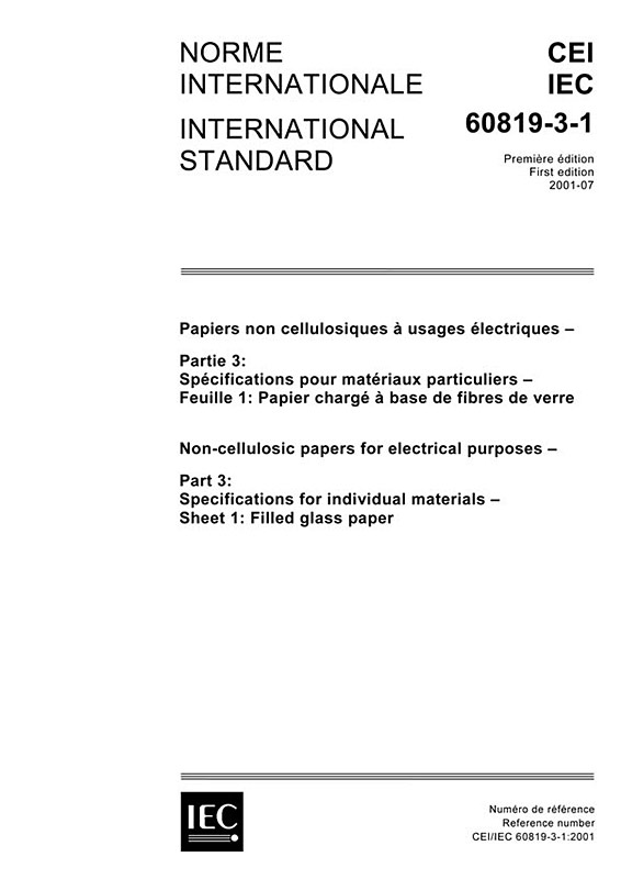 Cover IEC 60819-3-1:2001